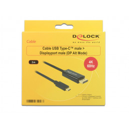 DeLOCK 85256 videokaapeli-adapteri 2 m USB Type-C DisplayPort Musta