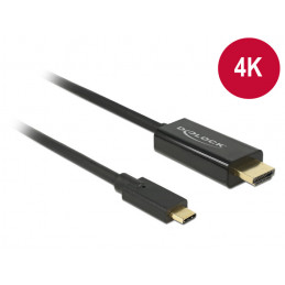 DeLOCK 85258 videokaapeli-adapteri 1 m USB Type-C HDMI Musta