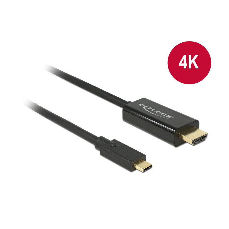 DeLOCK 85258 videokaapeli-adapteri 1 m USB Type-C HDMI Musta