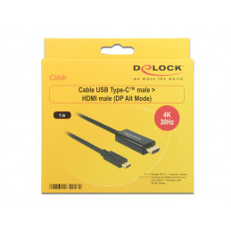 DeLOCK 85258 videokaapeli-adapteri 1 m USB Type-C HDMI Musta