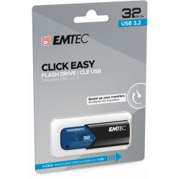 Emtec B110 Click Easy 3.2 USB-muisti 32 GB USB A-tyyppi 3.2 Gen 2 (3.1 Gen 2) Musta, Sininen