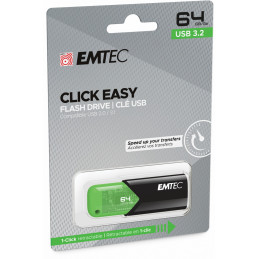 Emtec Click Easy USB-muisti 64 GB USB A-tyyppi 3.2 Gen 1 (3.1 Gen 1) Musta, Vihreä