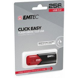 Emtec Click Easy USB-muisti 256 GB USB A-tyyppi 3.2 Gen 1 (3.1 Gen 1) Musta, Punainen