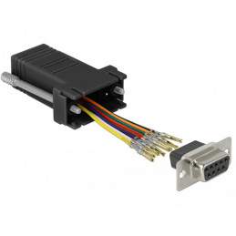 DeLOCK 66165 kaapelin sukupuolenvaihtaja Sub-D 9 pin Rj-45 Musta, Ruostumaton teräs