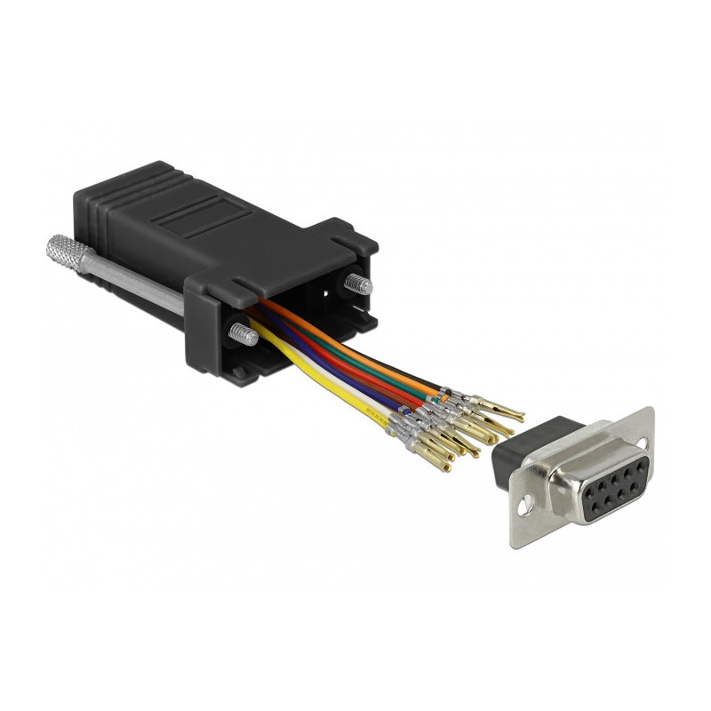 DeLOCK 66165 kaapelin sukupuolenvaihtaja Sub-D 9 pin Rj-45 Musta, Ruostumaton teräs