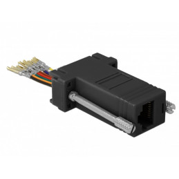 DeLOCK 66165 kaapelin sukupuolenvaihtaja Sub-D 9 pin Rj-45 Musta, Ruostumaton teräs