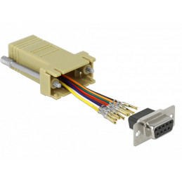 DeLOCK 66164 kaapelin sukupuolenvaihtaja Sub-D 9 pin Rj-45 Musta, Harmaa, Ruostumaton teräs