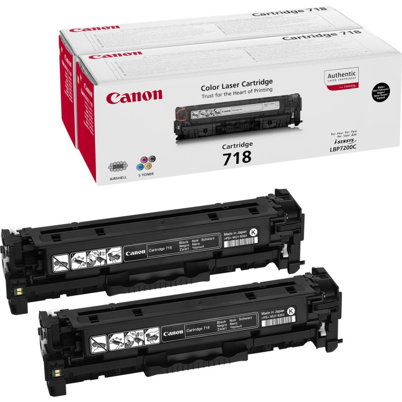 Canon CRG-718 Bk VP värikasetti 2 kpl Alkuperäinen Musta