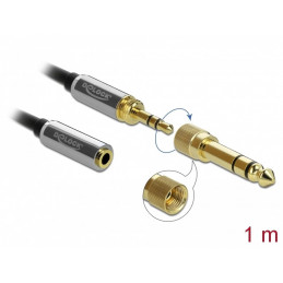 DeLOCK 85780 audiokaapeli 1 m 3.5mm Musta, Harmaa