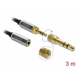 DeLOCK 85782 audiokaapeli 3 m 3.5mm Musta, Harmaa