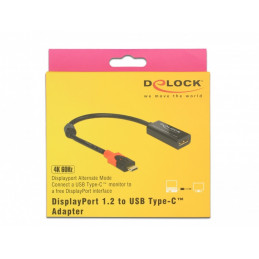 DeLOCK 63928 videokaapeli-adapteri 0,2 m USB Type-C DisplayPort 20 pin Musta, Punainen