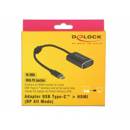 DeLOCK 62988 videokaapeli-adapteri 0,2 m USB Type-C HDMI-tyyppi A (vakio) Harmaa