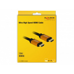 DeLOCK 85728 HDMI-kaapeli 1,5 m HDMI-tyyppi A (vakio) Musta, Kulta