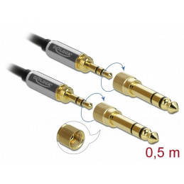 DeLOCK 85784 audiokaapeli 0,5 m 3.5mm Musta, Harmaa