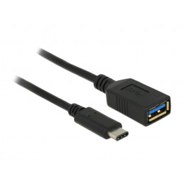 DeLOCK 0.15m USB 3.1 USB-kaapeli 0,15 m USB 3.2 Gen 2 (3.1 Gen 2) USB C USB A Musta