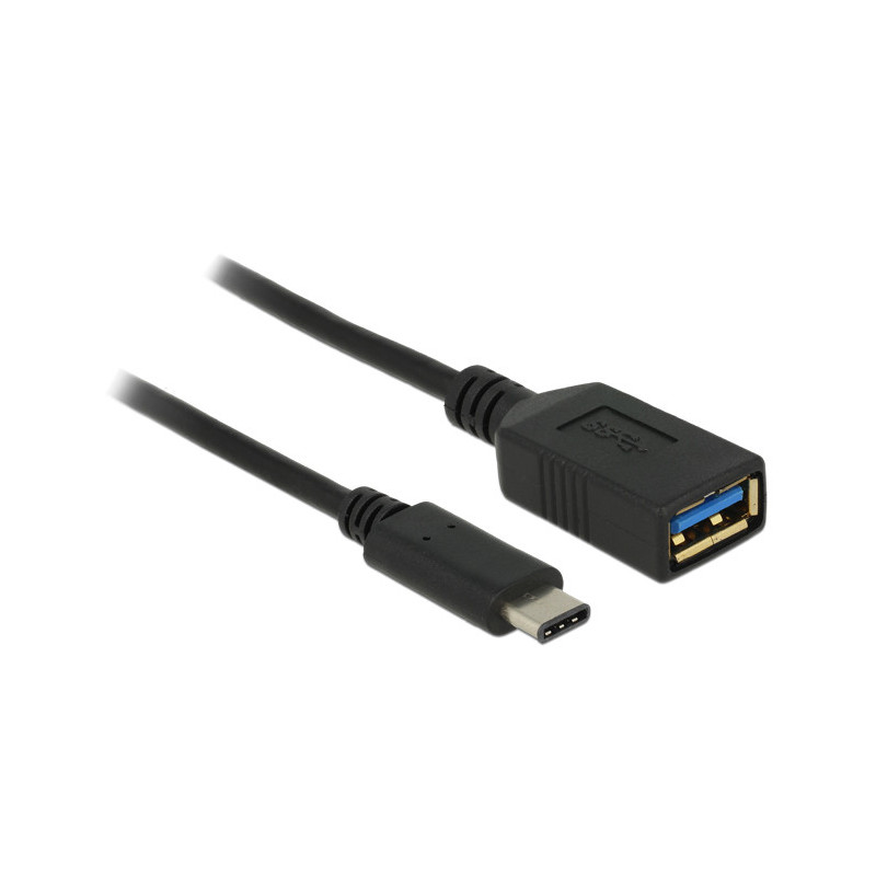 DeLOCK 0.15m USB 3.1 USB-kaapeli 0,15 m USB 3.2 Gen 2 (3.1 Gen 2) USB C USB A Musta