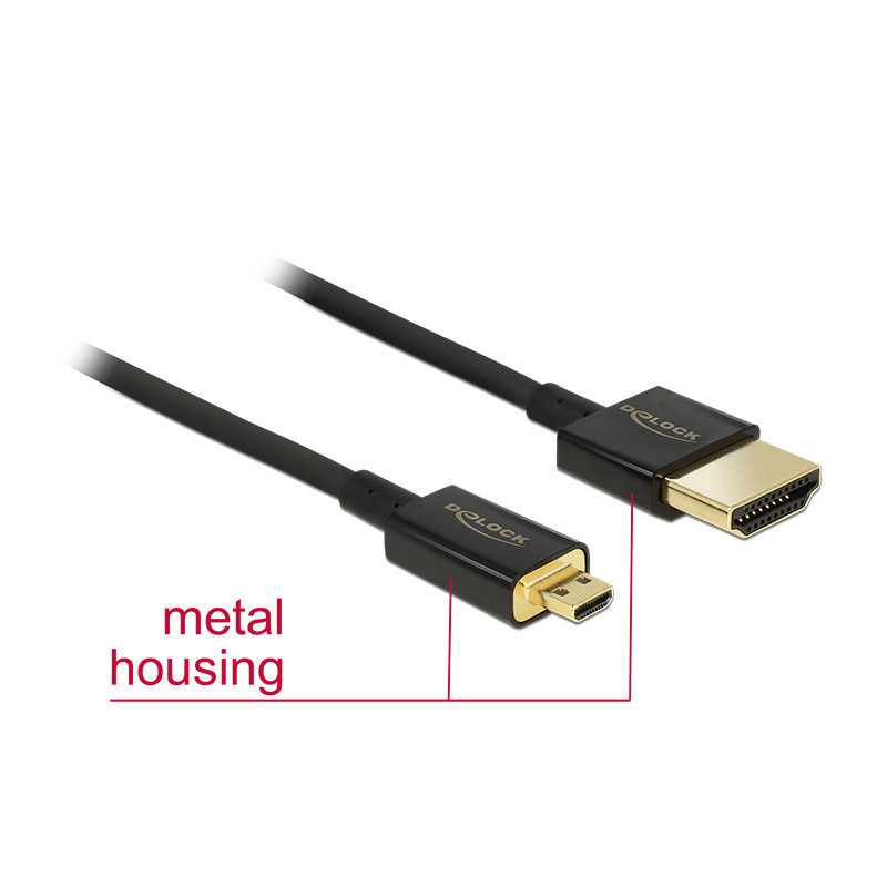 DeLOCK 85118 HDMI-kaapeli 0,25 m HDMI-tyyppi A (vakio) HDMI Type C (Mini) Musta