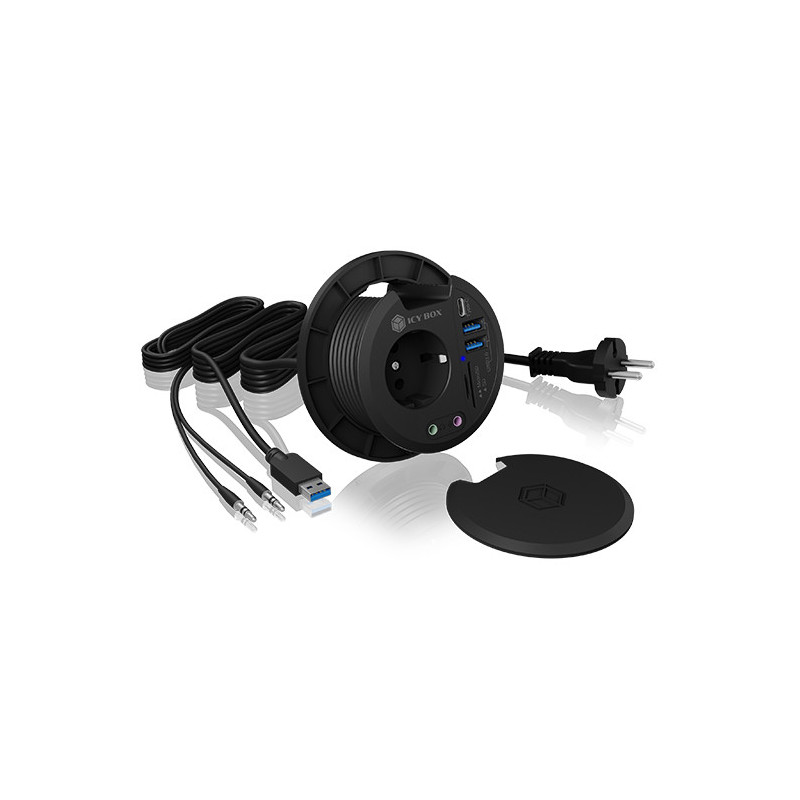 ICY BOX IB-HUB1430-CR USB 3.2 Gen 1 (3.1 Gen 1) Type-A 5000 Mbit s Musta
