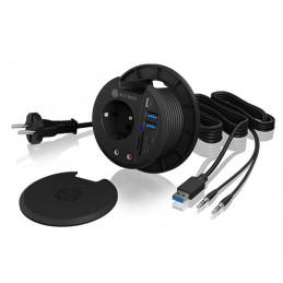 ICY BOX IB-HUB1430-CR USB 3.2 Gen 1 (3.1 Gen 1) Type-A 5000 Mbit s Musta