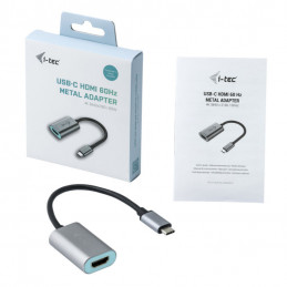 i-tec Metal C31METALHDMI60HZ videokaapeli-adapteri 0,15 m USB Type-C HDMI Harmaa, Turkoosi