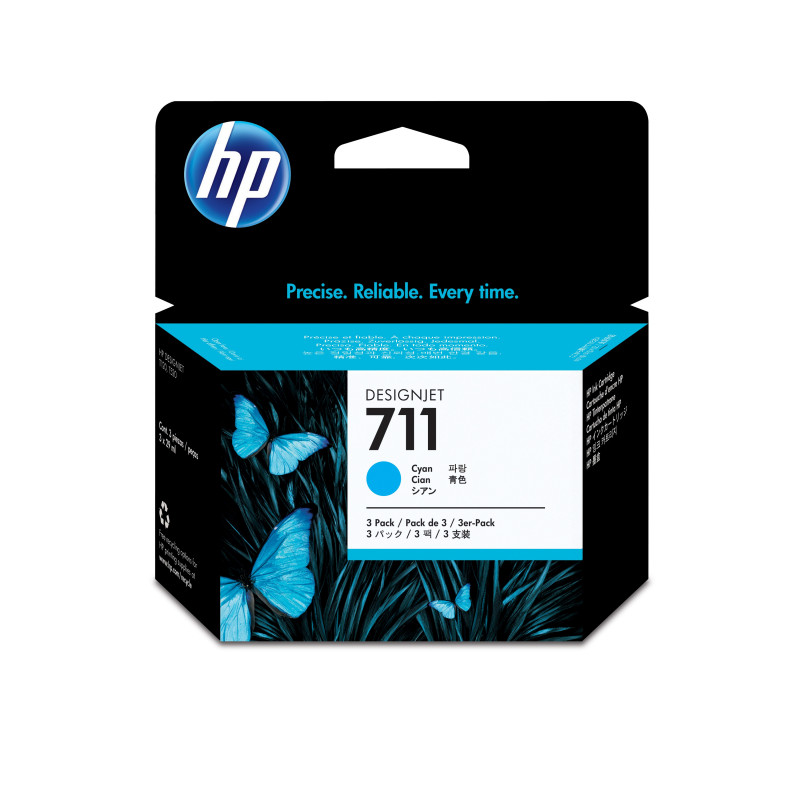 HP 711 Designjet -mustekasetti, syaani, 29 ml, 3 kpl