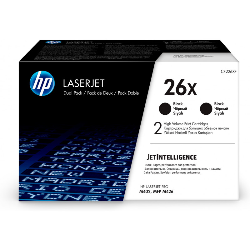 HP 26X alkuperäinen riittoisa musta LaserJet -värikasetti, kaksoispakkaus