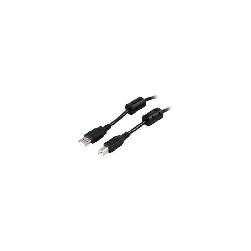 Deltaco USB 2.0 Cable A B, 5m USB-kaapeli USB A USB B Musta