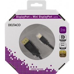 Deltaco DP-1121-K DisplayPort-kaapeli 2 m Mini DisplayPort Musta