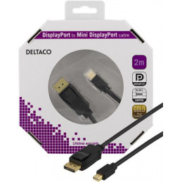 Deltaco DP-1121-K DisplayPort-kaapeli 2 m Mini DisplayPort Musta