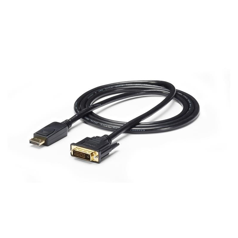 StarTech.com DP2DVI2MM6 videokaapeli-adapteri 1,8 m DisplayPort DVI-D Musta