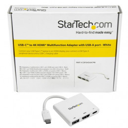 StarTech.com CDP2HDUACPW kannettavien tietokoneiden telakka ja porttitoistin Langallinen USB 3.2 Gen 1 (3.1 Gen 1) Type-C