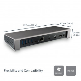 StarTech.com TB3DOCK2DPPU kannettavien tietokoneiden telakka ja porttitoistin Langallinen USB 3.2 Gen 1 (3.1 Gen 1) Type-C Musta