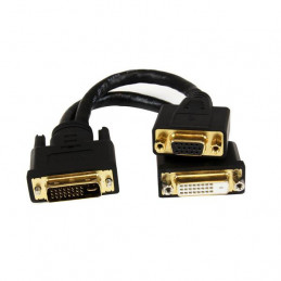 StarTech.com DVI92030202L videokaapeli-adapteri 0,203 m DVI-I DVI-D + VGA (D-Sub) Musta