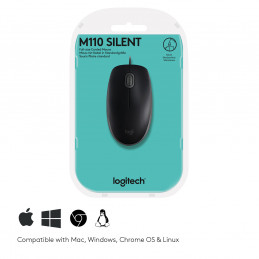 Logitech B110 Silent hiiri Molempikätinen USB A-tyyppi Optinen 1000 DPI