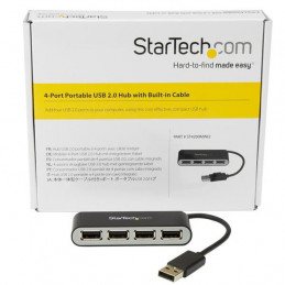 StarTech.com ST4200MINI2 keskitin USB 2.0 480 Mbit s Musta, Hopea