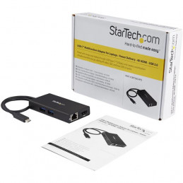 StarTech.com DKT30CHPD kannettavien tietokoneiden telakka ja porttitoistin Langallinen USB 3.2 Gen 1 (3.1 Gen 1) Type-C Musta