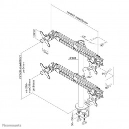 Neomounts by Newstar FPMA-D700D4 monitorin kiinnike ja jalusta 76,2 cm (30") Puristin Musta