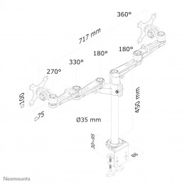 Neomounts by Newstar FPMA-D935D monitorin kiinnike ja jalusta 68,6 cm (27") Puristin Hopea