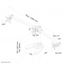 Neomounts by Newstar FPMA-D700DD3 monitorin kiinnike ja jalusta 68,6 cm (27") Musta