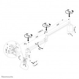 Neomounts by Newstar FPMA-HAW100 monitorin kiinnike ja jalusta 61 cm (24") Valkoinen