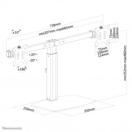 Neomounts by Newstar FPMA-D865D 68,6 cm (27") Vapaasti seisova Musta