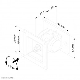 Neomounts by Newstar FPMA-DTBW100 monitorin kiinnike ja jalusta 76,2 cm (30") Läpipultattu Harmaa