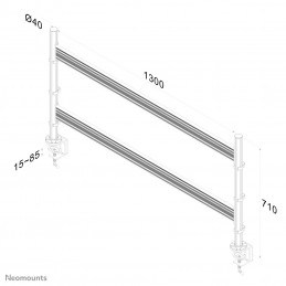 Neomounts by Newstar FPMA-DTB200 monitorin kiinnike ja jalusta 61 cm (24") Puristin Hopea