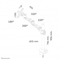 Neomounts by Newstar FPMA-D935G monitorin kiinnike ja jalusta 76,2 cm (30") Hopea