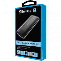 Sandberg USB 3.2 Case for M.2+NVMe SSD SSD-kotelo Musta