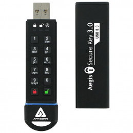 Apricorn Aegis Secure Key 3.0 USB-muisti 30 GB USB A-tyyppi 3.2 Gen 1 (3.1 Gen 1) Musta