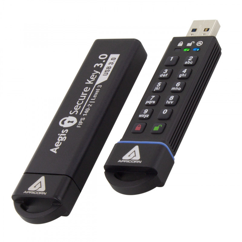 Apricorn Aegis Secure Key 3.0 USB-muisti 1000 GB USB A-tyyppi 3.2 Gen 1 (3.1 Gen 1) Musta