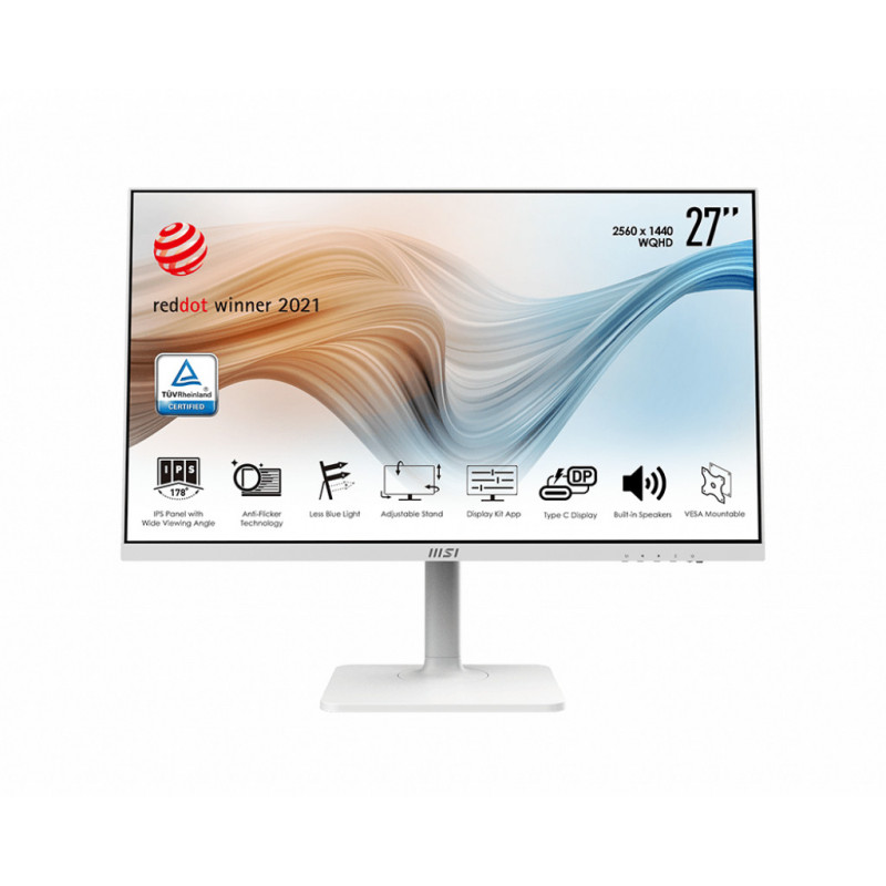 MSI Modern MD271QPWDE 68,6 cm (27") 2560 x 1440 pikseliä Wide Quad HD Valkoinen