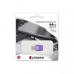 Kingston Technology DataTraveler microDuo 3C USB-muisti 64 GB USB Type-A   USB Type-C 3.2 Gen 1 (3.1 Gen 1) Purppura,