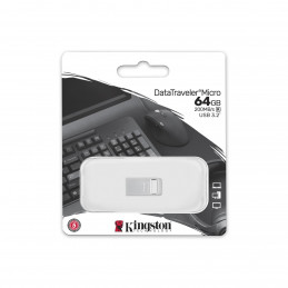 Kingston Technology DataTraveler Micro USB-muisti 64 GB USB A-tyyppi 3.2 Gen 1 (3.1 Gen 1) Hopea